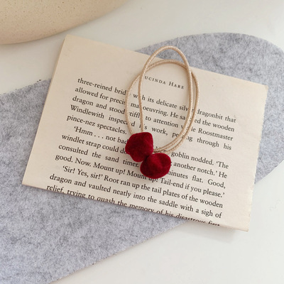 Otoño e Invierno retro banda de goma accesorios para el cabello femenino amor estrella pelo anillo terciopelo rojo todo partido bola cabeza pelo cuerda al por mayor