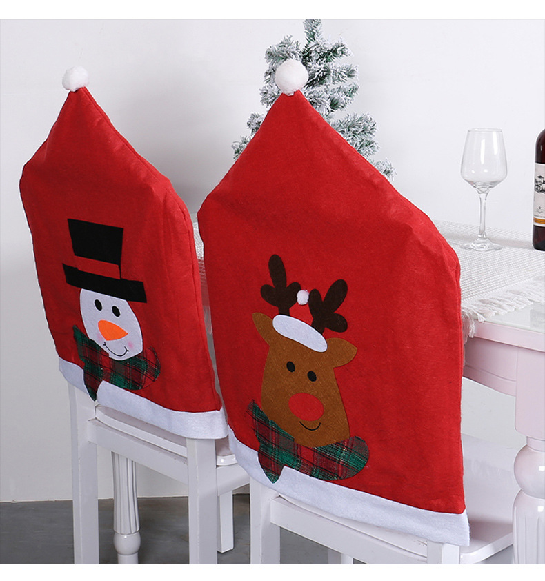 Christmas Cartoon Style Cute Christmas Hat Santa Claus Nonwoven Family Gathering Daily Festival Chair Cover display picture 2