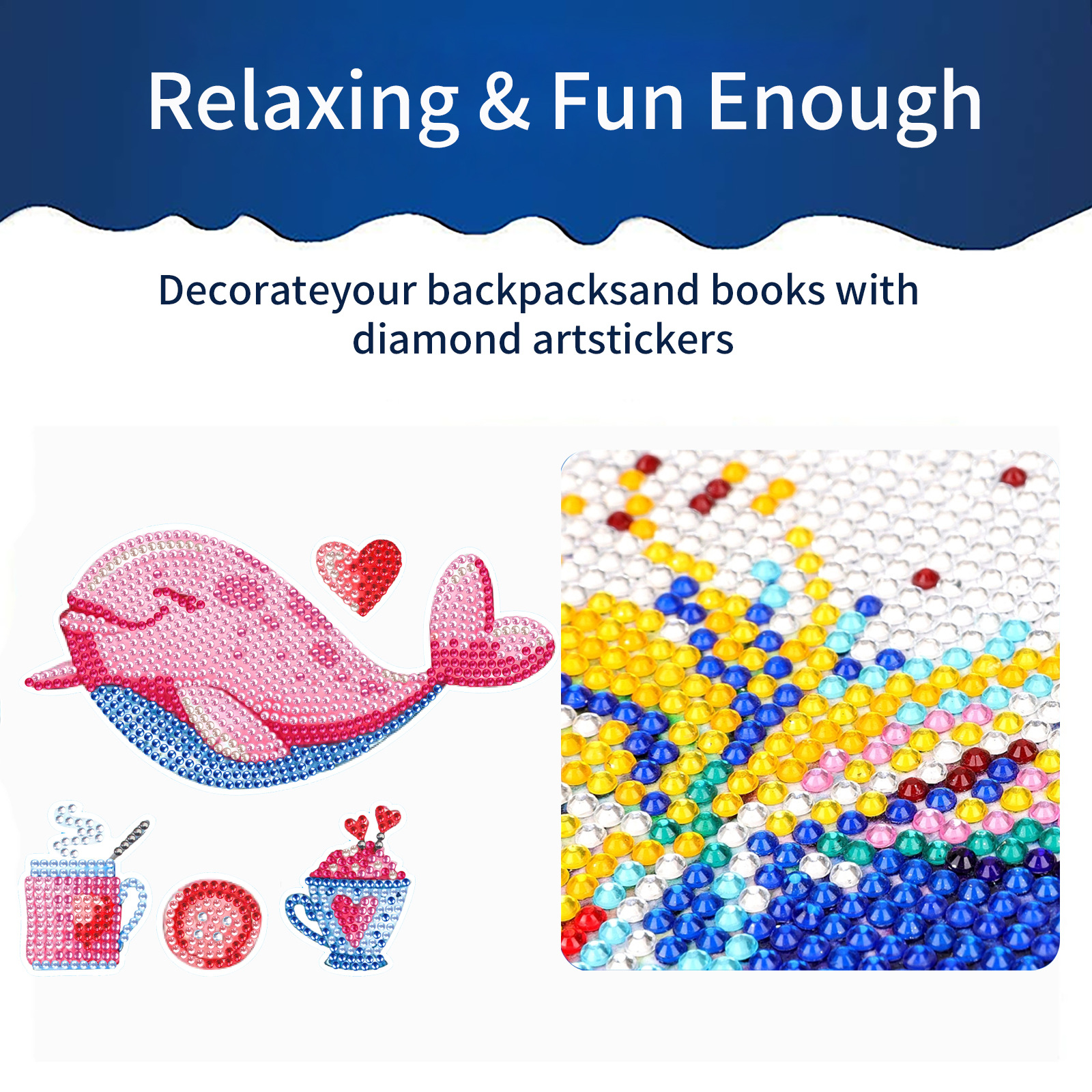 Bonito niño diy dibujo de diamante hecho a mano paquete de materiales de dibujos animados amor faro ballenas pegatinas DIY aleatorias