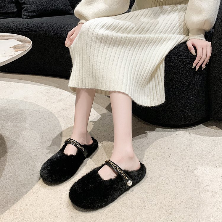 Pantofole in peluche da donna comode morbide bianche in cotone_voghion.com