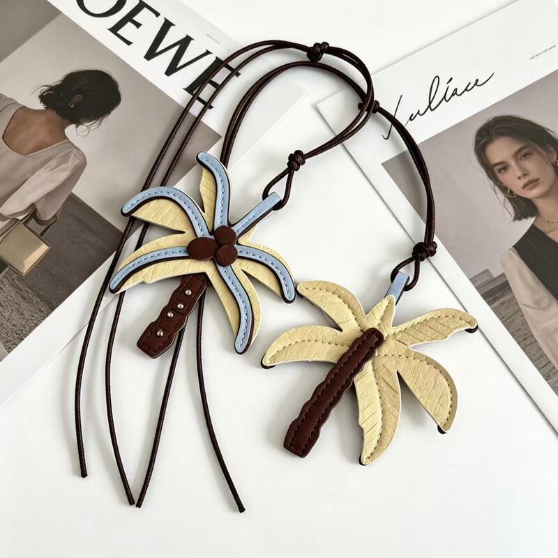 Retro Deep Coffee Color Coconut Tree Pendant, Fresh Blue and Yellow Color Scheme Bag Charm, Versatile Keychain Accessory Wholesale Retro Deep Coffee Color Coconut Tree Pendant, Fresh Blue and Yellow Color Scheme Bag Charm, Versatile Keychain Accessory Wholesale