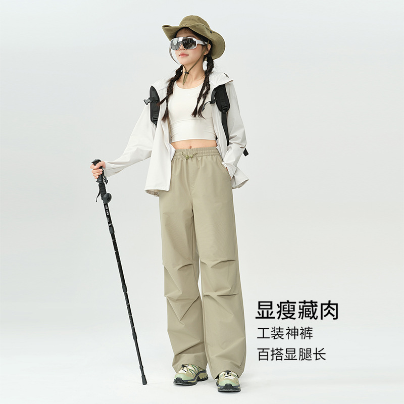 Parachute Pants Women's 2025 Autumn and Winter New Outdoor Hiking and Mountaineering Pants American Loose Wide-Leg Pants Cargo Pants