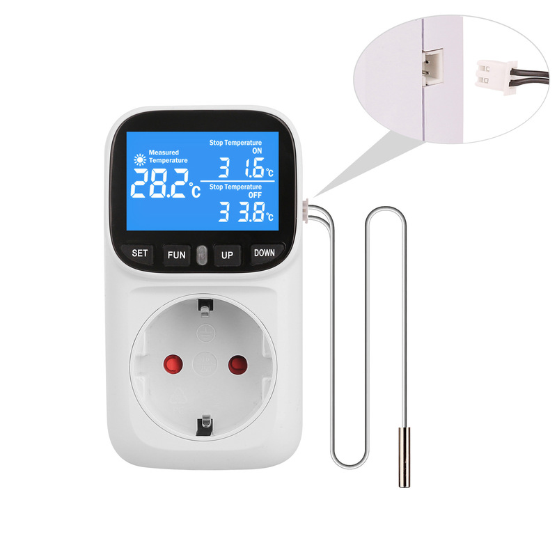 Back Blue Light European Temperature Control Socket Countdown Temperature Control Switch Controller Fish Tank Pet Heating Thermostat Back Blue Light European Temperature Control Socket Countdown Temperature Control Switch Controller Fish Tank Pet Heating Thermostat