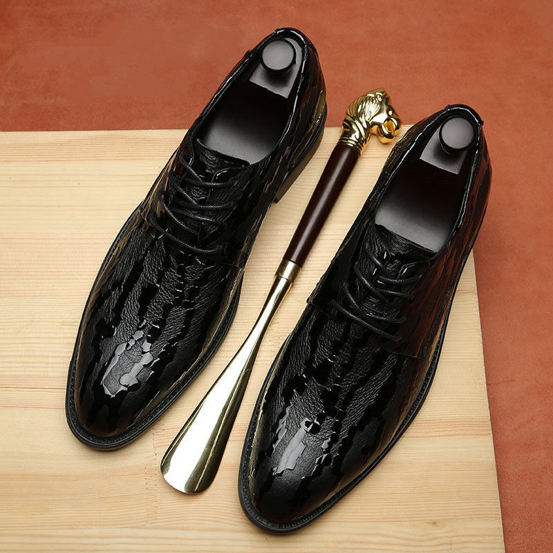 Northern Xinjiang Wolf Spring Summer and Autumn Men's Inner Height Increasing Leather Shoes Young People's Casual Business Dress Korean Breathable Wedding Groom