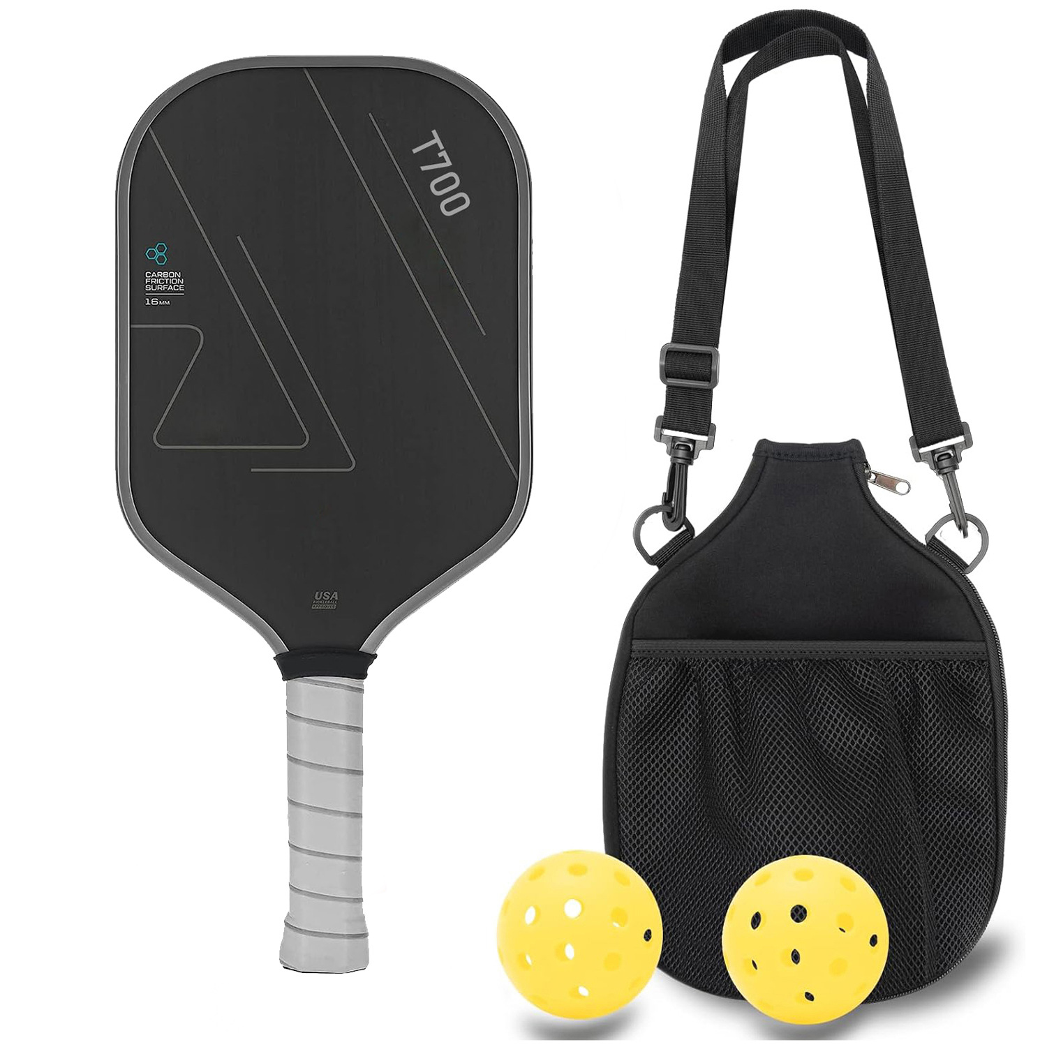 Toray T700 Carbon Fiber Pickleball Racket with Graphite Cloth Texture, Matte Finish, 16mm Thick, Competition Grade Carbon Fiber