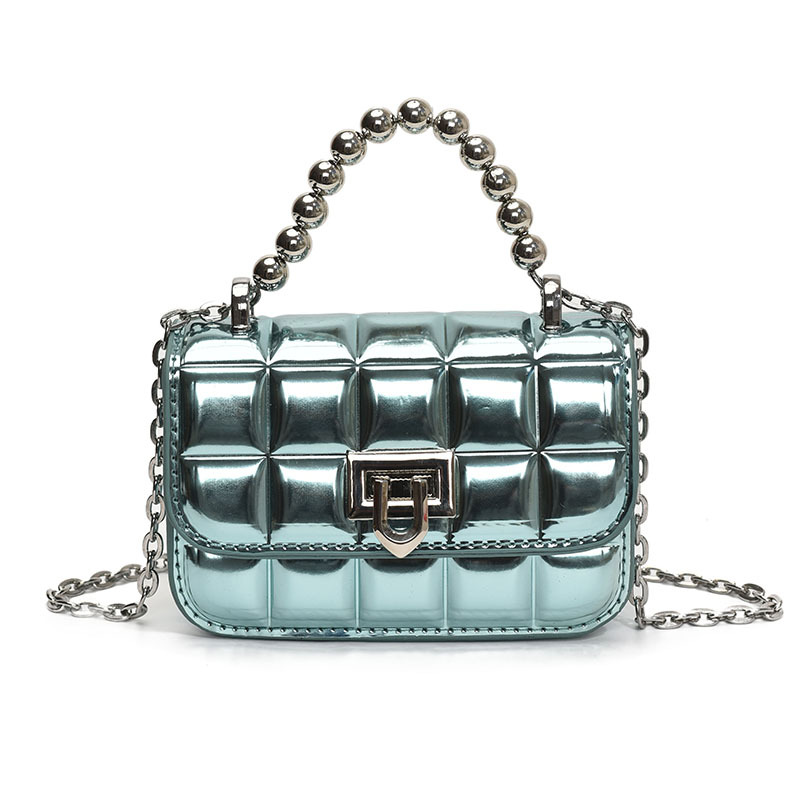 Bolso de hombro para niños y niñas de color sólido, bolso de cadena de bebé brillante de charol de moda 2025 nuevo mini bolso para niños