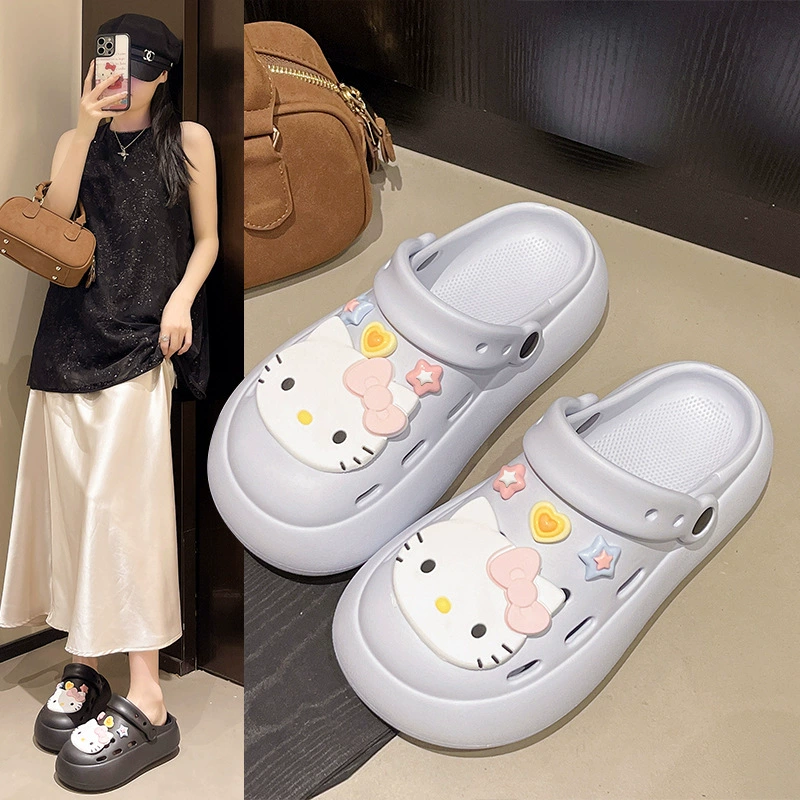 Новые мультяшные милые сабо для женщин, летние, на толстой нескользящей подошве, с мягкой стелькой, дышащие, для студентов, общежития, своими руками