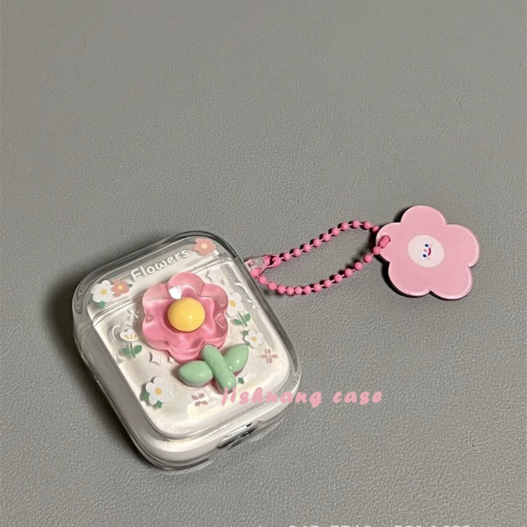 Three-dimensional cute flower transparent applicable airpods second generation protective case Apple headset protective case airpods