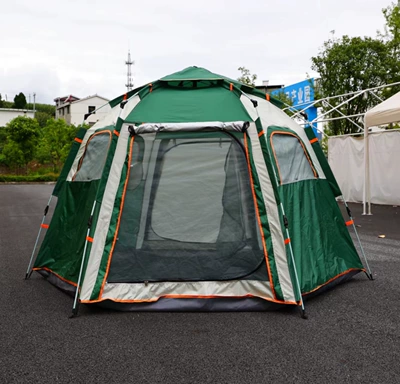 Avtomobil dam çadırları — Overnight Travel Beach Equipment - large-size-4-6-people-250250150-white-and-green-red-edge-ground-nails-windproof-rope-storage-bag-strapping-rope-single-tent