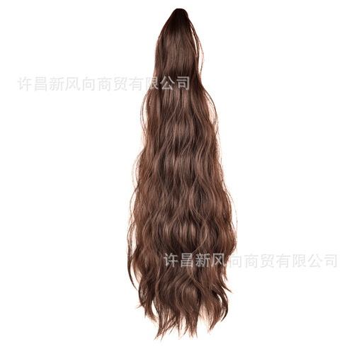 Ponytail wig female Internet celebrity Yunduo perm shark clip high ponytail braid short pear curls simulated hair