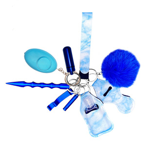 Cross-border Amazon keychain women's children's self-defense keychain suit 11-piece aluminum self-defense alarm