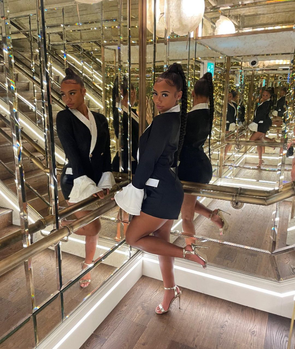 Women's Clothing autumn new black small for women solid color collar double breasted splicing flared sleeve suit jacket_voghion.com