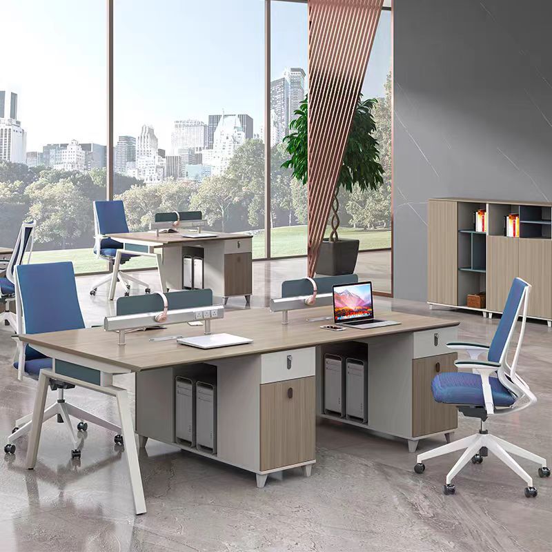 Office desk simple modern 4-person computer desk with cabinet staff desk four-person staff desk office furniture