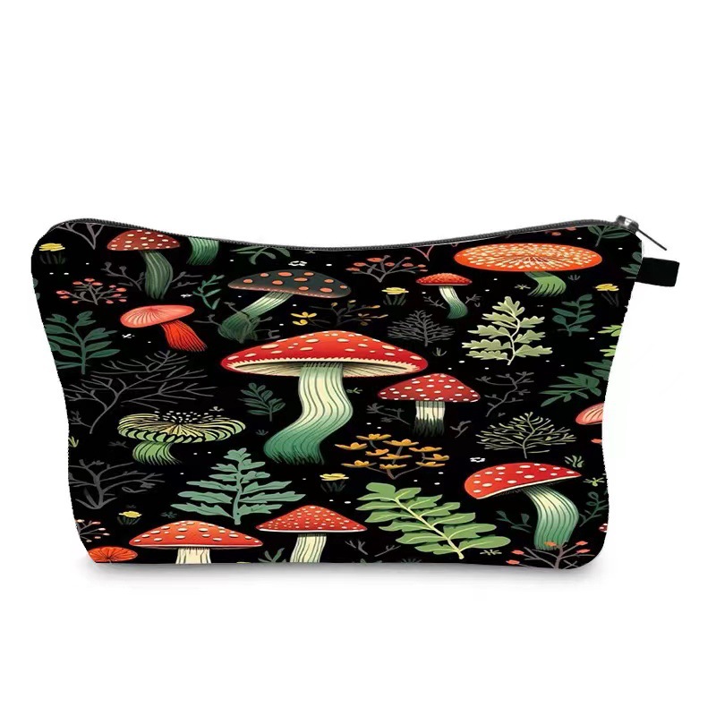 Transfronterizo Amazon nuevo maquillaje pintado bolsa de impresión de lino impermeable doble cara bolsa de almacenamiento