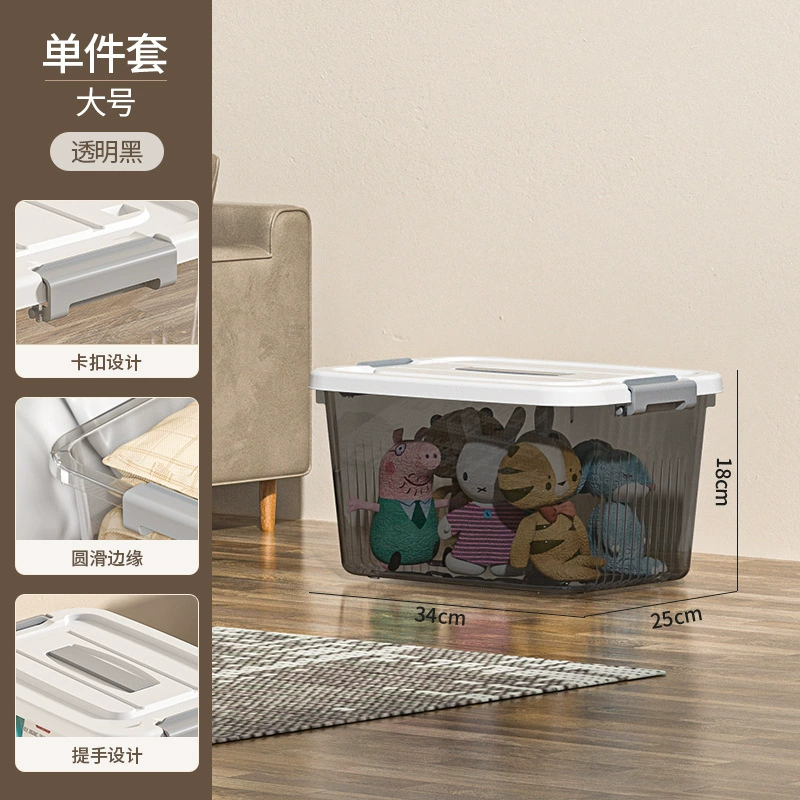Storage Box, Extra Large Transparent Plastic, Thick Reinforced Walls, Stackable with Wheels