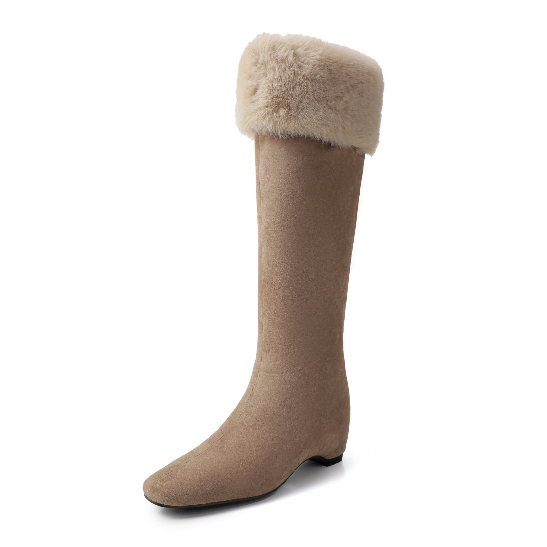 Boot tuyết nữ cổ cao lót lông cừu đế dày màu nâu — màu nâu