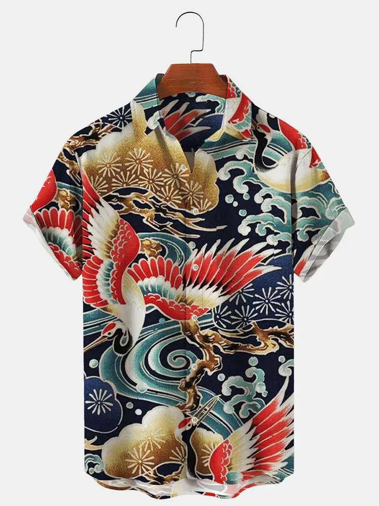 2023 nueva moda verano casual impresión 3D camisa hawaiana vacaciones para hombres junto al mar fábrica transfronteriza al por mayor