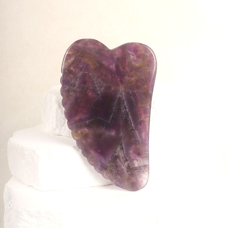 厂家直销天然玉石紫水晶刮痧板 水晶V形带齿刮痧片面部身体通用