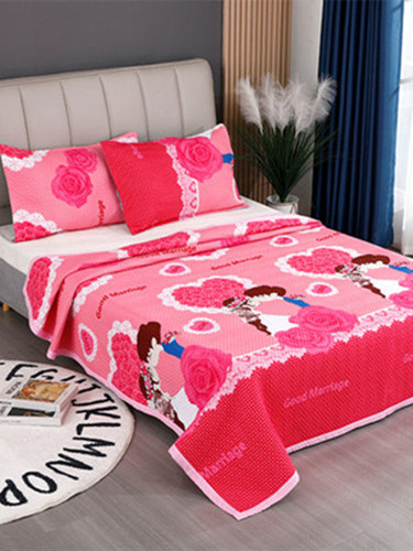 Wholesale Four Seasons Universal Bedspread Set of Three Pieces Non-Slip Fleece Bed Sheet Cover with Blanket Single Piece Double-Sided Two-Use Kتان Blanket Tatami