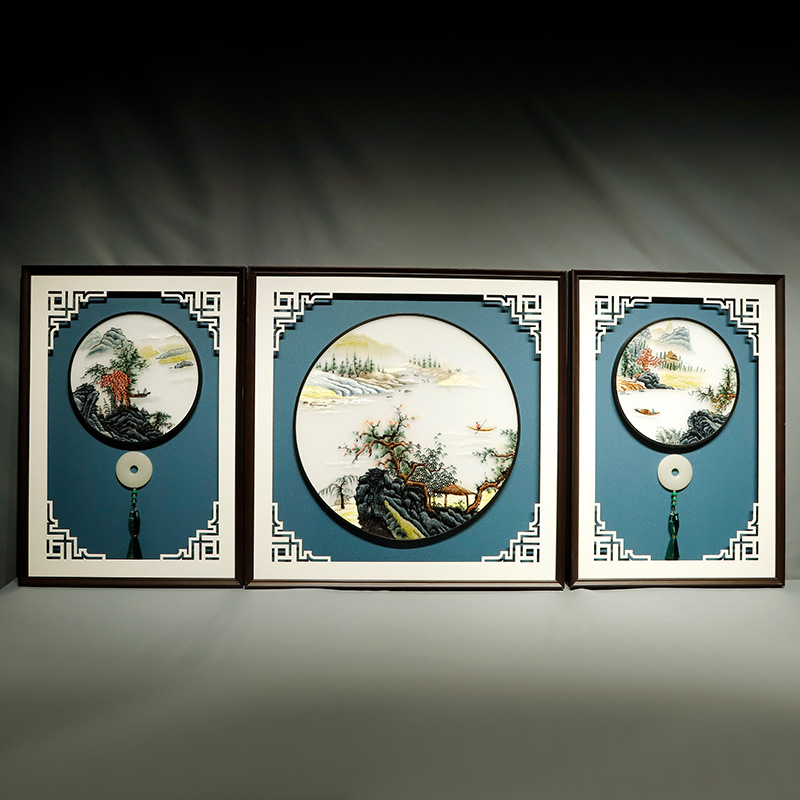 수 자수 거실 자수 트리플 장식 그림 새로운 중국 스타일 거실 수 자수 장식 그림 3 차원 자수 교수형 그림