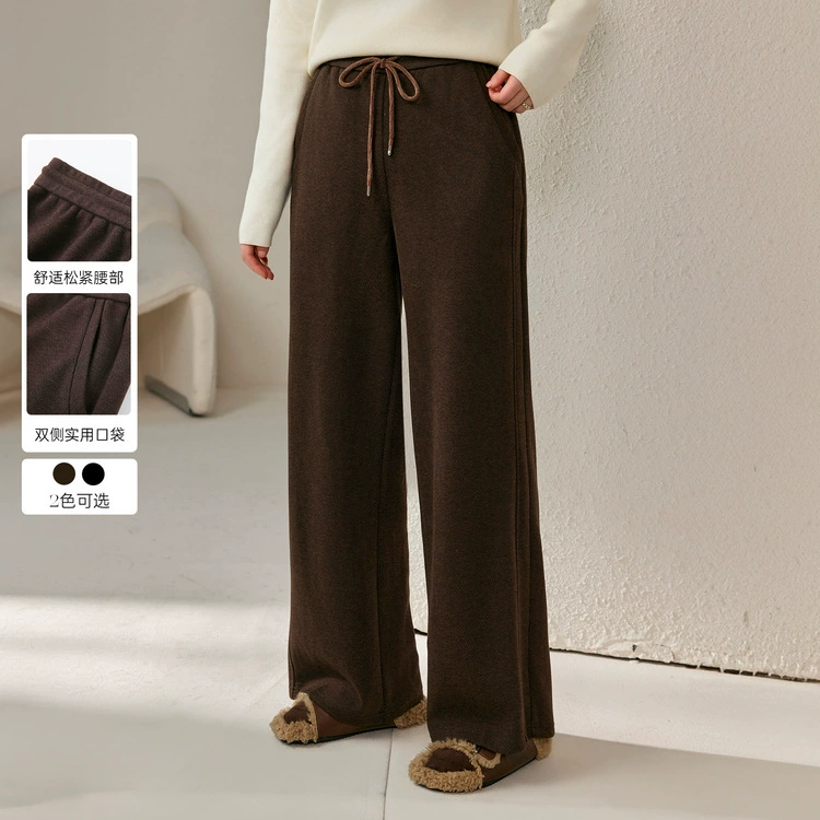 Великое шоу большого размера женская повседневная удобная эласткая талия дикая подвеска тонкая брюки толстые mm2024 зимняя одежда новый