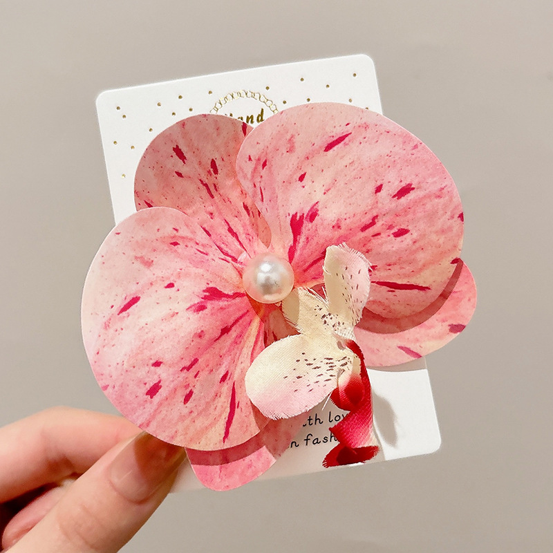 Pinza para el cabello de flor rosa para mujer 2025 nuevo clip de agarre para el cabello con placa posterior de la cabeza grande clip de tiburón de flor para la cabeza horquilla