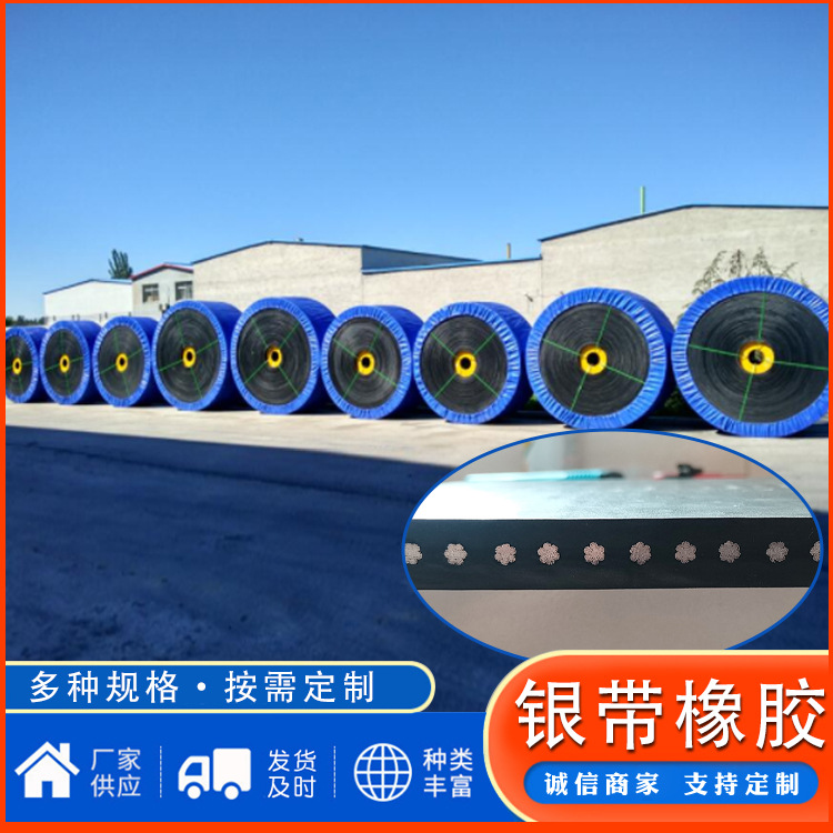 ST钢丝绳芯防撕裂输送带钢丝绳提升带阻燃抗静矿用传送带