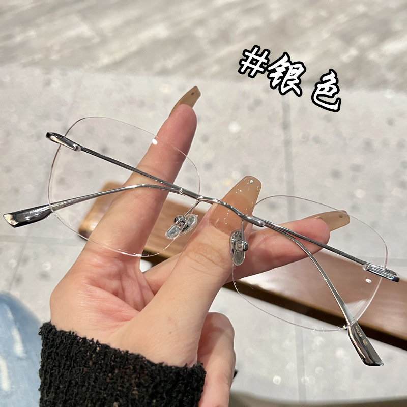 电商爆款无框眼镜框女防蓝光近视素颜平光镜丹阳眼镜架批发1135-B