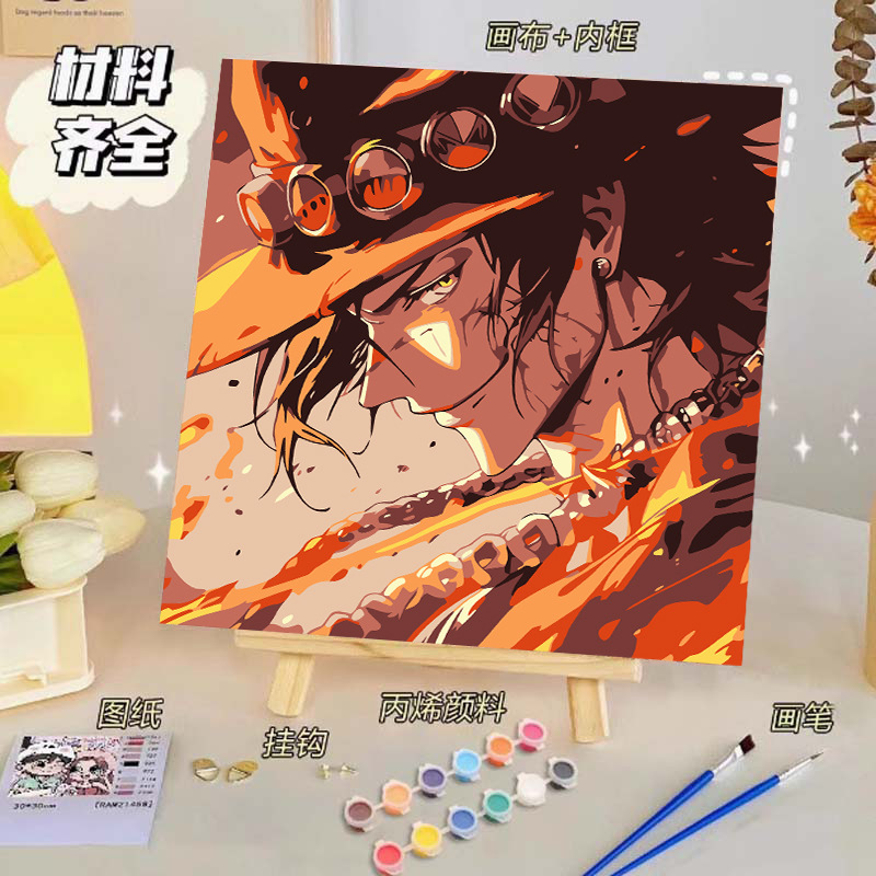 Pintura al óleo digital de bricolaje, dibujos animados para niños, pinturas para colorear hechas a mano, lindos puestos de animación curativos, comercio exterior transfronterizo