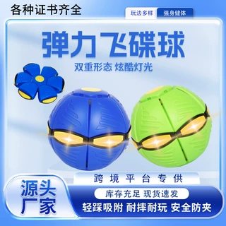 厂家直销跨境踩踩球魔幻飞碟球发光解压变形发泄弹力球宠物玩具球