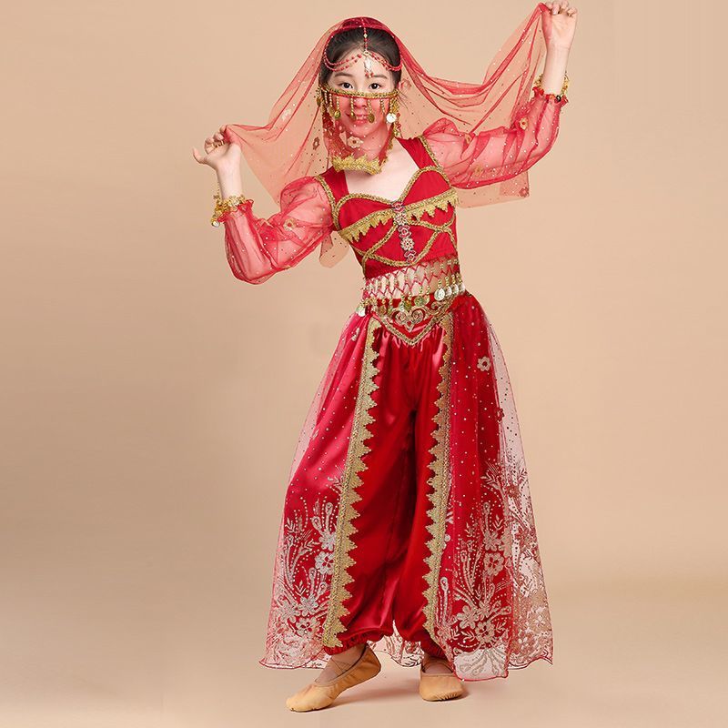Children's long-sleeved stage costumes for girls, Indian dance performance costumes, Jasmine Princess exotic choir costumes
