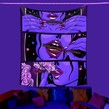 荧光挂毯uv荧光吸烟女人氛围感荧光挂毯居家房间挂布挂毯源头工厂