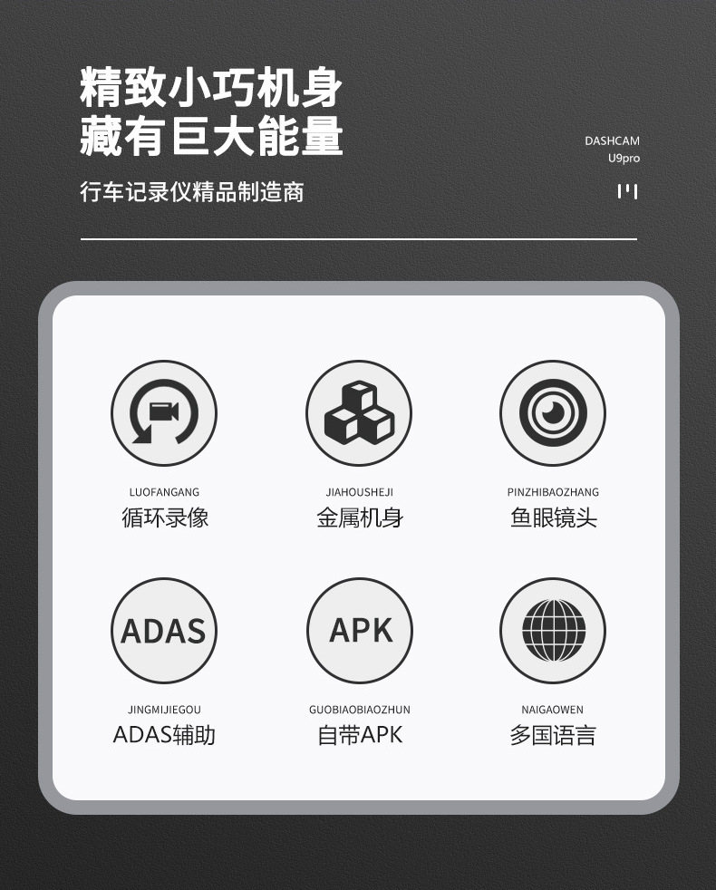Metal Material Car-Mounted Android Large-Screen USB Hd Dash Cam Supports Adas Driving Assistance