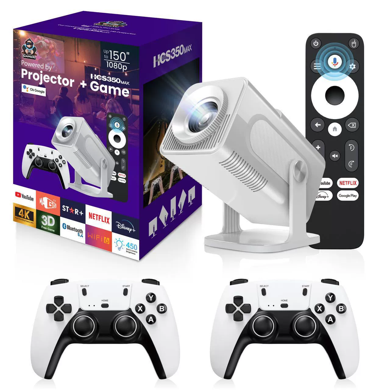 Игровой проектор HCS350Max, игровой контроллер H713, проектор HD, Android, 4K, умный, Wi‑Fi