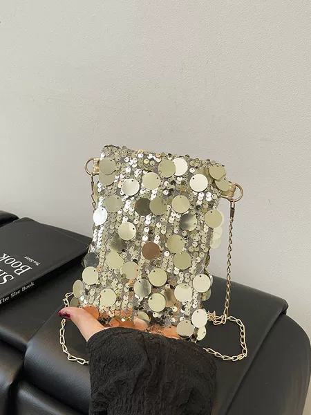 2025 Summer Fashion Trend Sequin Small Square Phone Bag for Women, Unique Stylish Shoulder Bag, Mini Chain Crossbody Bag