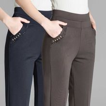 秋冬中老年女裤加绒加厚高腰妈妈裤休闲直筒裤长裤大码弹力宽松