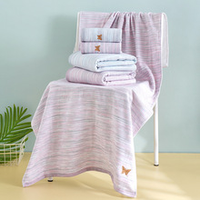 逸彩提花纱布毛巾批发商超日系洗脸巾刺绣厂家吸水柔肤刺绣工艺