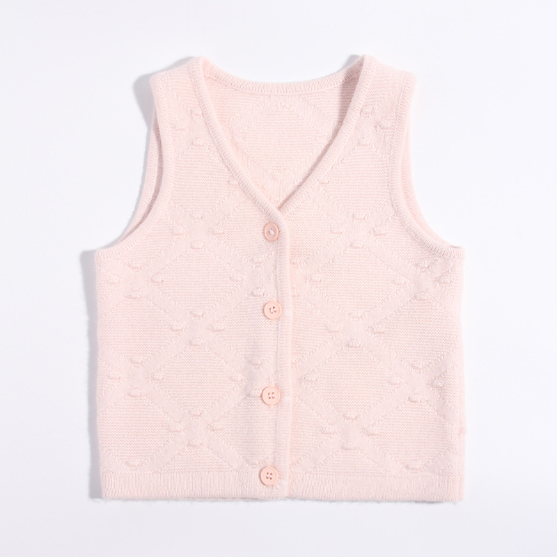 Little Sheep Jumping Children's Cashmere Sweater, Autumn/Winter New Style for Babies and Toddlers, Knitted V-neck Cardigan Vest