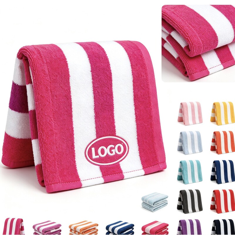 Cross-Border Colorful 100% Pure Cotton Striped Beach Towel 30*60inch Thick Absorbent Hotel Bath Towel Factory Wholesale