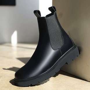 Челси‑ботинки (Martens), натуральная кожа, на меху, платформа, средняя высота