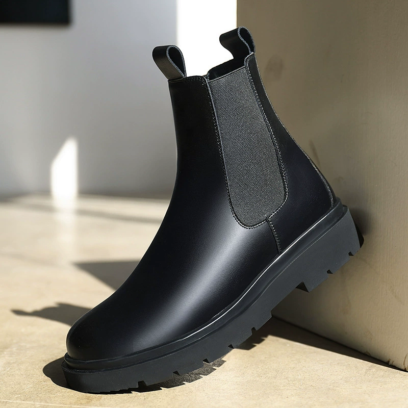Челси‑ботинки (Martens), натуральная кожа, на меху, платформа, средняя высота