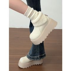 增高休闲百搭棉靴女韩版时尚厚底松糕加绒保暖雪地靴冬季新款