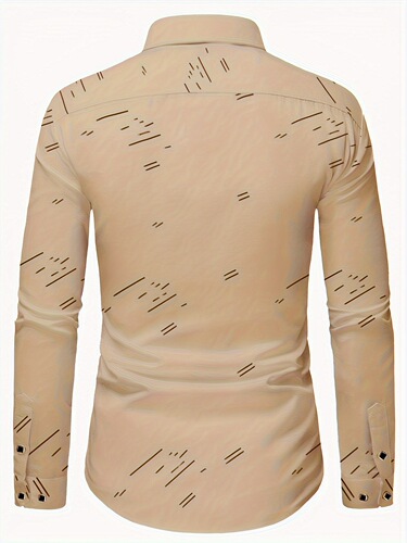 Stylish Men's Striped Lapel Collar Dress Shirt