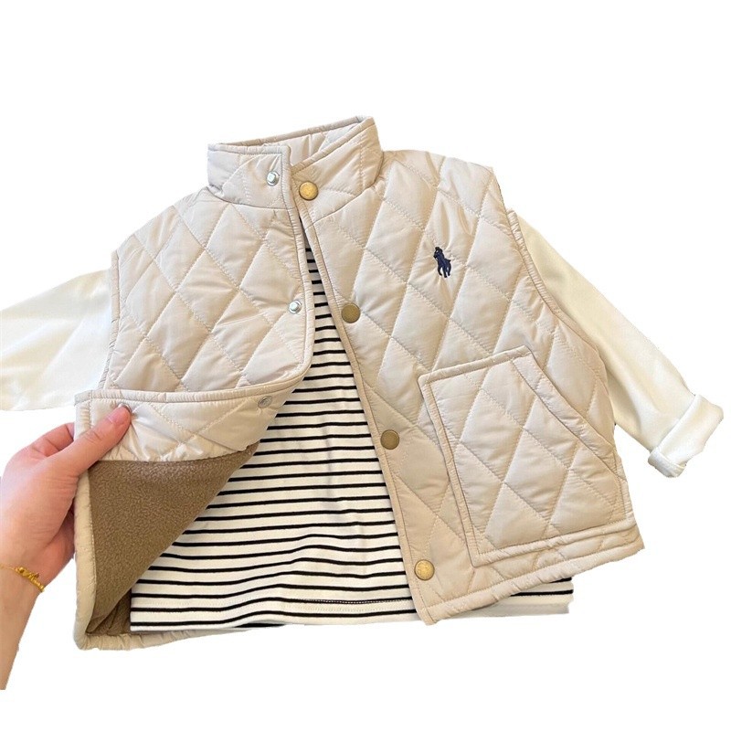 小布熊 Children's demi-season vest for men and women, fleece tank top for leisure, jacket, with embroidery