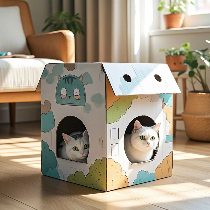 New Cat carton carton paper cat nest Cat caught board integrated…
