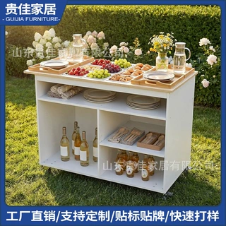 跨境手推车户外可移动自助餐车派对糖果配料小吃售卖车不锈钢碗