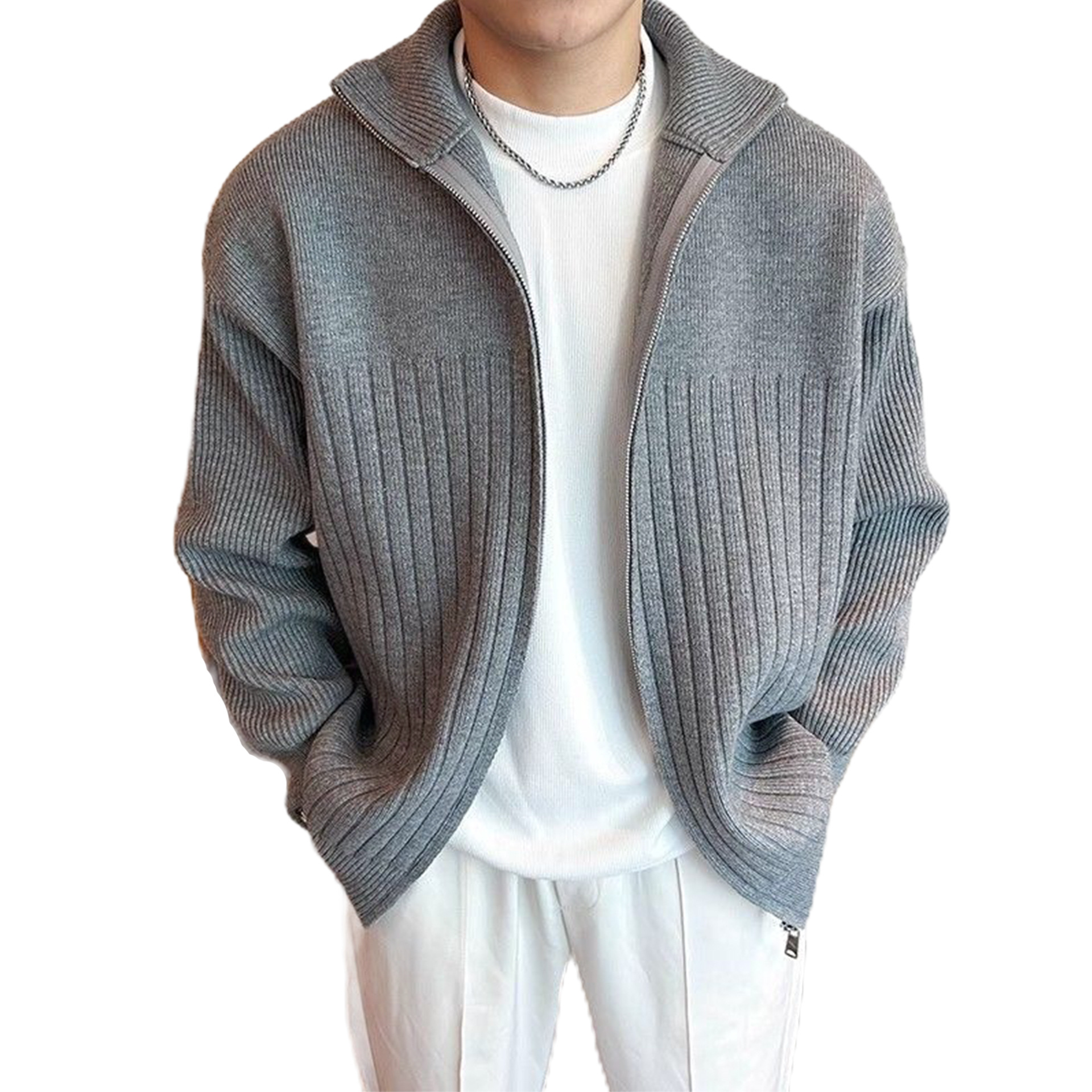 Explosiones transfronterizas de tamaño grande europeo cardigan suéter de punto chaqueta de chaqueta caliente de fábrica de negocios al por mayor