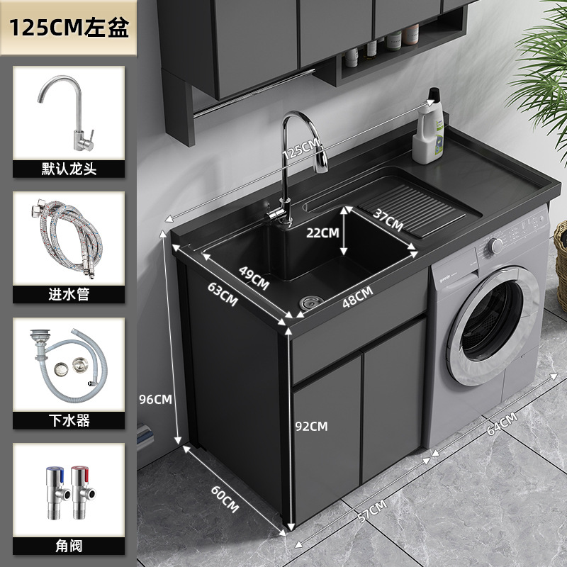 Balcón lavadora socio integrado gabinete combinación espacio de baño lavabo de aluminio mesa de lavado con lavadero fregadero