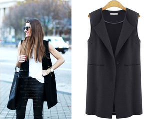 Spring and Autumn New European and American plus size Women's Fashion One Button Women's Vest/chubby girl Vest