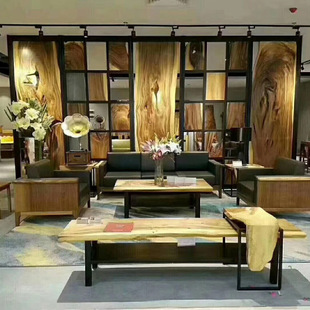 Walnut Wood Cafe Home-Use Large Long Table Solid Wood Multi-Functional Multi-Person Table Black Walnut Wood Office Desk Solid Wood Long Table